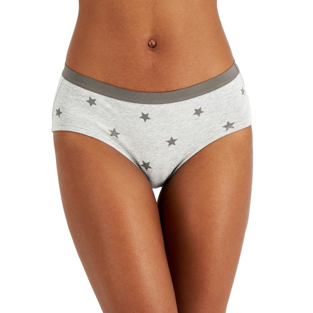 Jenni Elastic Waistband Cotton Hipster Underwear Panty Grey Stars NWT Size XL